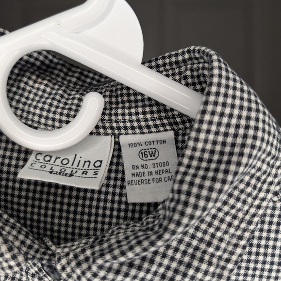 Carolina Colours Plus Women's Size 16W Black White Checked Sleeveless Tunic - Picture 3 of 4